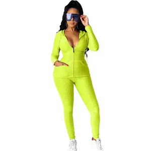 Conjuntos Deportivos Vintage Transpirables para Mujer, Otoño, Spandex/Algodón, Chaqueta Deportiva, Pantalones Largos, Cuello con Botones Laterales - Product Image 1