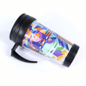 Customized <b>Drinkware</b> <b>Plastic</b> Paper Insert Travel Mug Cup Sport Water Bottle Double Layer Water Bottles - Product Image 4