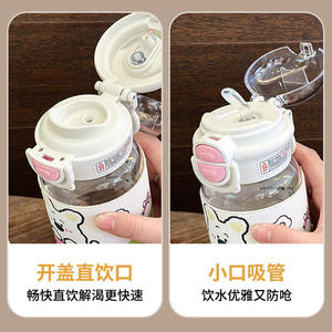 Botella de Agua de Vidrio con Diseño de Dibujos Animados, con Funda y Doble Boquilla, Taza de Viaje para Mujer, Primavera 2025, de Borosilicato Transparente - Product Image 5