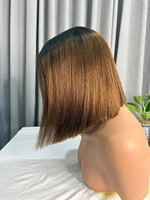 Peluca BOB de Cabello Humano Virgen Vietnamita Liso Natural, Color T1B/4 Marrón, SDD 5*5 2*6, con Cierre Frontal de Encaje, Sin Pegamento, Densidad 250%