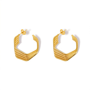 ZOGXIN Gold Hoop Earrings Geometric U-Shaped 18K Stainless Steel Party Jewelry - Product Image 5