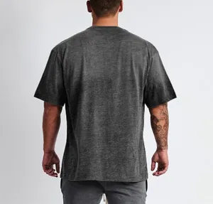 Yali Custom Logo Streetwear Heavy Weight T-shirt Printing Black Cotton Heavyweight Drop Shoulder Thick Blank Tshirt