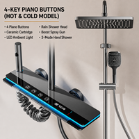 Columna de Ducha Termostática Cromada con Pantalla Digital LED de Temperatura y Teclas Tipo Piano para Proyectos Hoteleros, Venta al por Mayor