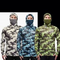 Kaos Pancing Digital Print Camo Khusus dengan Hoodie dan Masker Pelindung UV Ukuran Besar, Fitur Bernapas dan Tahan Air