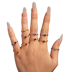 Anelli Minimalisti all'Ingrosso in Diversi Colori con Zirconia Cubica <span class=keywords><strong>Brillante</strong></span>, Acciaio Inossidabile Placcato Oro 18K, Anelli di Fidanzamento per Matrimonio - Product Image 1