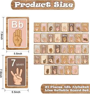 Tablón <span class=keywords><strong>de</strong></span> anuncios <span class=keywords><strong>de</strong></span> lenguaje <span class=keywords><strong>de</strong></span> señas, tarjeta <span class=keywords><strong>de</strong></span> aprendizaje del <span class=keywords><strong>alfabeto</strong></span>, conjunto decorativo para el aula, suministros escolares para el hogar elemental - Product Image 2