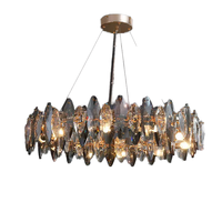 Lustre suspendu contemporain en cristal, éclairage à économie d'énergie, angle de faisceau 360°, lumière blanc chaud pour l'éclairage de villas et de salons - Vente chaude