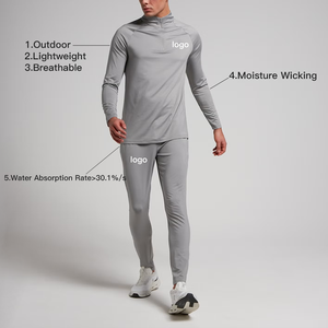 Vêtements de sport légers et respirants à séchage rapide sur mesure <span class=keywords><strong>pour</strong></span> hommes, ensembles de fitness à manches longues avec col zippé - Product Image 3