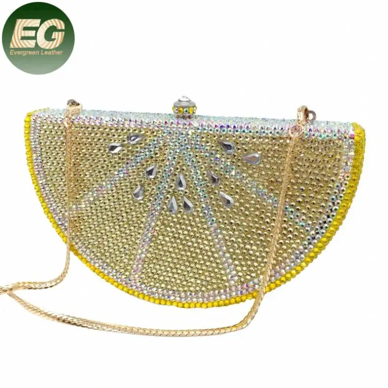 LEB1329レモン型ダイヤモンドクラッチ財布ウェディングウエディングパーティーブリングラインストーンハンドバッグ女性クリスタルストーンイブニングバッグ