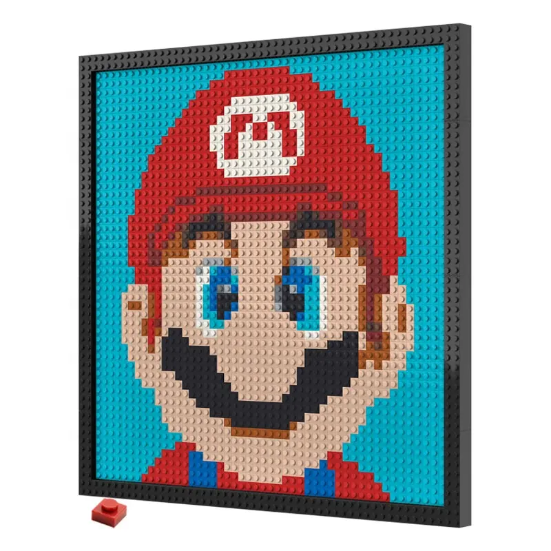 Portrait picture 48x48 Dots DIY 1x1 bricks Pixel Art Painting building blocks with frame for toys Gifts and Home Decor