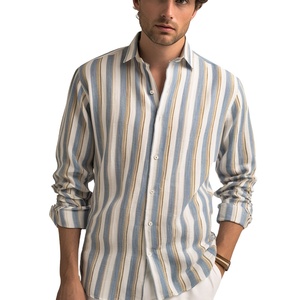 Camicie da <span class=keywords><strong>uomo</strong></span> in <span class=keywords><strong>lino</strong></span> a maniche lunghe, casual, con bottoni, ricamate, anti-pilling, eleganti, da lavoro, alla moda, da <span class=keywords><strong>spiaggia</strong></span> - Product Image 1