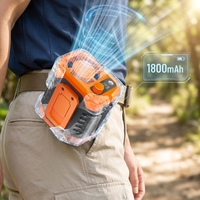 Ventilateur portable rechargeable mini 6000 mAh avec lumière LED SOS, USB, sans pales, à clipser sur la taille, ventilateur de refroidissement portatif à suspendre