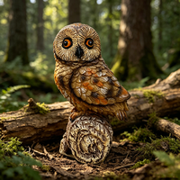 Figurine d'hibou en résine faite à la main, petite sculpture, décoration de jardin, décoration d'Halloween, décoration animale
