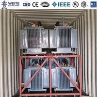 Transformateur de distribution triphasé immergé dans l'huile 10kV 20kV 35kV 30kVA-3150kVA, bobinage en cuivre triphasé à faible perte, certifié CE, sur mesure