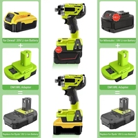 Adaptateur de batterie avec port USB pour les outils électriques Dewalts pour convertir les batteries au lithium Milwauke en batterie Ryobi 18V DM18RL