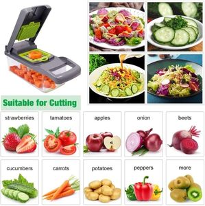 Wholesale Eco-Friendly Modern Design Multipurpose 15 In1 Dual Use Stainless Steel Professional Vegetable Cutlery Cutter Dicing - Product Image 6