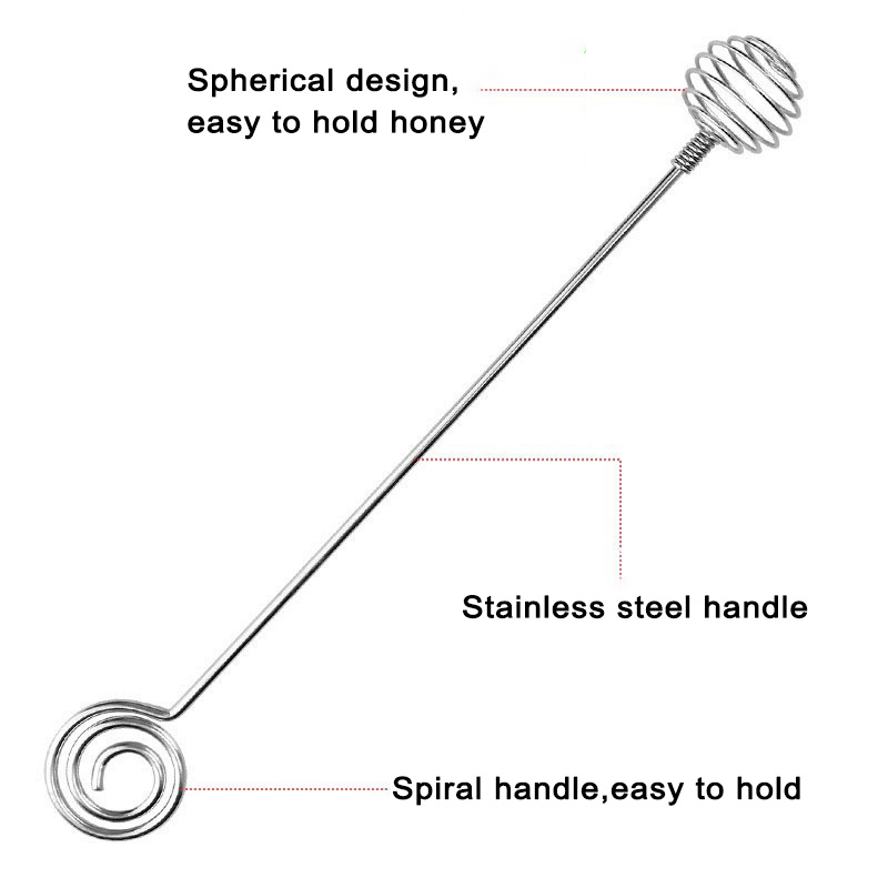 Food Grade Stainless Steel Honey Dipper With Unique Spiral Design Honey Spoon Stick