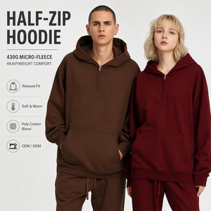 <span class=keywords><strong>Felpa</strong></span> con Zip 1/2 da Uomo 430G Oversize in French Terry, Fornitore OEM di Felpe Pullover Personalizzate Streetwear - Product Image 2