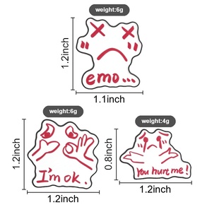 Pin de esmalte de dibujos animados con emoticono de tristeza emo, divertido y lindo, que expresa el estado de ánimo. Broche con la frase 'Emo I'm Ok and You Hurt Me', insignia para solapa de bolso, regalo de joyería. - Product Image 2