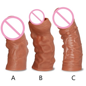 Reutilizable super suave TPE pene largo manga de extensión para hombres gay de retardo de tiempo - Product Image 1