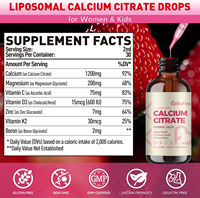 Gouttes liquides de calcium liposomal, magnésium, zinc, bore, vitamine D3 K2, marque privée OEM, pour femmes et enfants, saveur fraise naturelle, liquide oral