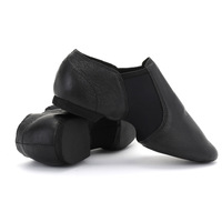 Chaussures de danse jazz noires personnalisées pour femmes, en cuir, à enfiler, à semelle fendue, pour la scène et la pratique, flexibles