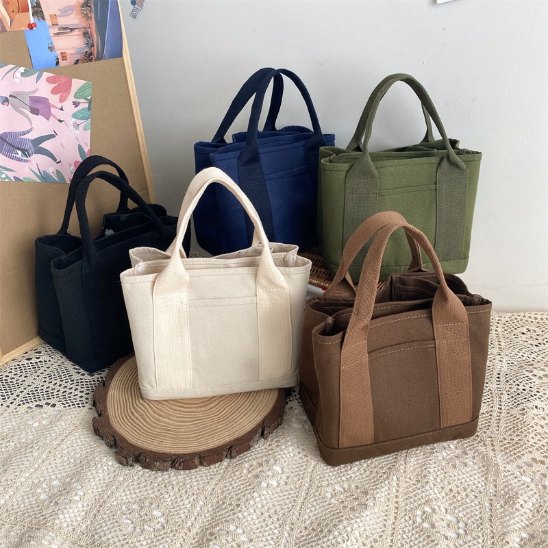 Модная Холщовая Сумка для завтрака с карманами, вместительная Холщовая Сумка для хранения объемом 16 унций, многоразовая Холщовая Сумка-тоут для покупок, 2022
