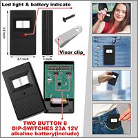 Télécommande de porte de garage 310 MHz, 2 boutons, 8 commutateurs DIP, ouvre-porte, émetteur universel de remplacement pour DTA DTD DTC DNT00002A