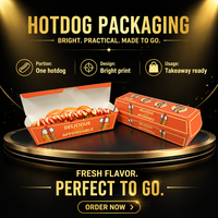 Boîte à hot-dogs biodégradable personnalisable avec logo, en papier alimentaire jetable, pelliculage brillant, gaufrage, pour plats à emporter, restaurants, sushis, haute qualité