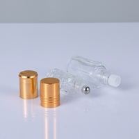 Flacon de parfum octogonal plat fantaisie avec applicateur à bille 3ml 5ml 7ml 10ml – Mini flacon d'attar pour cadeaux de mariage avec couvercle doré personnalisé