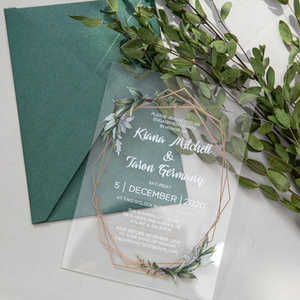 Tarjetas de Boda de Lujo Personalizadas <span class=keywords><strong>YUBI</strong></span>, Invitaciones Elegantes de Acrílico de 5x7 Pulgadas, Nuevos Estilos Personalizables para Decoración de Bodas - Product Image 3