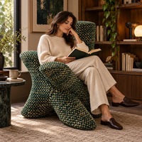 Fauteuil sculptural en tissu tricoté à profil incurvé pour chambre d'enfant, mobilier en gros