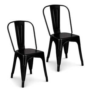 Sedie industriali in metallo nero con schienale alto 45x40x85 cm, design ergonomico, cuscinetti in gomma antigraffio, set da 6 - Product Image 1