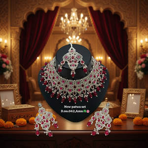 Gold Plated Brass Zircon Kundan Engagement Wedding Bridal Jewelry <b>Set</b> Choker Necklace Drop Earrings Tikka High Quality Gift - Product Image 3