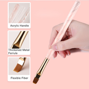 Pinceau à ongles professionnel en fibre de nylon avec manche en acrylique personnalisé, plat, rond, ovale, pour gel 3D, extension, manucure, salon - Product Image 3