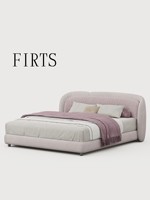 Lit Queen-Size Moderne Minimaliste Nordique en Tissu Crème, Revêtement Artistique, Garantie 3 Ans - Idéal pour Chambre Principale ou Usage Nuptial