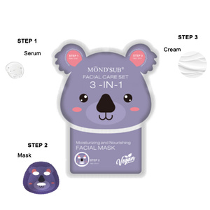<span class=keywords><strong>Masque</strong></span> <span class=keywords><strong>visage</strong></span> coréen personnalisé en feuille de collagène <span class=keywords><strong>hydratant</strong></span>, anti-âge, design animalier, 3 étapes - Product Image 5