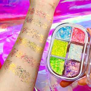 พาเลทอายแชโดว์กันน้ำ 6 ช่อง สีสันหลากหลาย ประกายชิมเมอร์ กลิตเตอร์ ไฮไลท์เตอร์ สำหรับแต่งหน้า แบรนด์ส่วนตัว ขายส่ง - Product Image 2