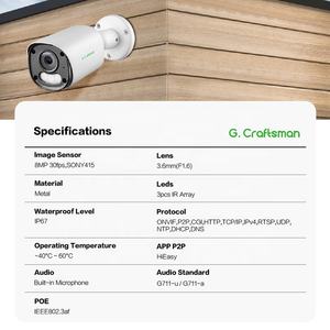 Caméra de sécurité IP CCTV GR-YUFI-M8S GCraftsman 4K <span class=keywords><strong>8MP</strong></span> IP67 POE avec reconnaissance faciale, vision nocturne, audio, application HiEasy, extérieur - Product Image 2