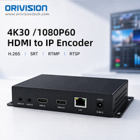 Codificador HDMI a IP ORIVISION 4K30 H.265, 4 transmisiones 1080P, salida HDMI en bucle, SRT RTMP RTSP UDP Multicast, pantalla OLED