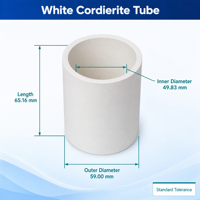 Tube isolant en céramique cordiérite haute température à faible expansion thermique, élément chauffant réfractaire pour four, usage industriel