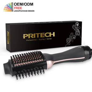 PRITECH 부정적인 이온 안티 frizz 분출 뜨거운 공기 브러시 세라믹 코팅 블로우 건조기 브러시 Volumizer 한 단계 헤어 드라이어 - Product Image 1