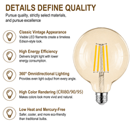 Ampoule à filament LED vintage G125/G40 12W AC120V 220 240V E26 E27 B22 15000H Lumière décorative pour l'éclairage ambiant intérieur de la maison