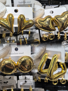 <span class=keywords><strong>Pendientes</strong></span> de Acero Inoxidable de Yiwu, Joyería Simple Dorada, Resistentes al Deslustre, Antialérgicos, Impermeables - Product Image 4