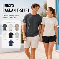 Camiseta Raglán Unisex con Logotipo Personalizado, Tela Técnica Suave Premium, Cuello Redondo, para Impresión, Ropa de Marca, OEM, Venta al Por Mayor