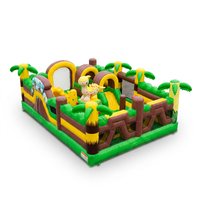 Terrain de jeu gonflable géant Safari Jungle Slide Obstacle Course Bounce House for Kids Outdoor Commercial Amusement Park Games