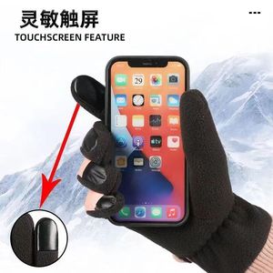 Guantes de esquí con pantalla táctil para invierno, color negro y rosa, gruesos y cálidos, para ciclismo, accesorios para deportes de invierno al aire libre - Product Image 3