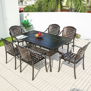 Conjunto de Mesa y Sillas de Aluminio Fundido para Exteriores, Uso en Villas, Patios, Jardines, Balcones, Resistente al Agua y a los Rayos UV, Mesa de Té de Ocio, Combinación Larga - Product Image 4