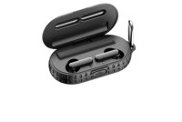 Headphone bluetooth nirkabel, earbud olahraga stereo pengisian tenaga surya