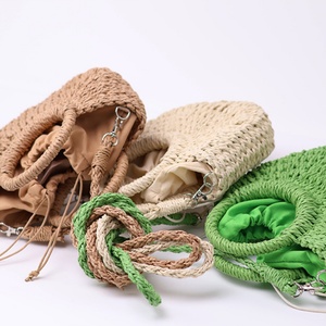 Personalized Boho Style Women's <b>Light</b> Weight Knitted Tote Bag Customizable Handbag with <b>Shell</b> Shape Made From Natural Straw - Product Image 4